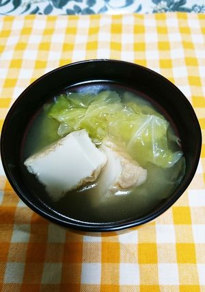 キャベツと厚揚げの味噌汁-レシピのメイン写真
