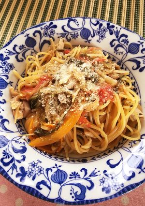 鶏肉と酢キャベツのスパゲティ-レシピのメイン写真