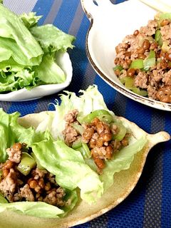 美味い♡早い 納豆ひき肉炒めのレタス包み-レシピのメイン写真