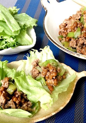 美味い♡早い 納豆ひき肉炒めのレタス包み-レシピのメイン写真