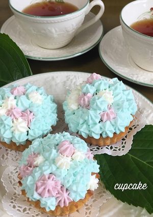紫陽花カップケーキ-レシピのメイン写真