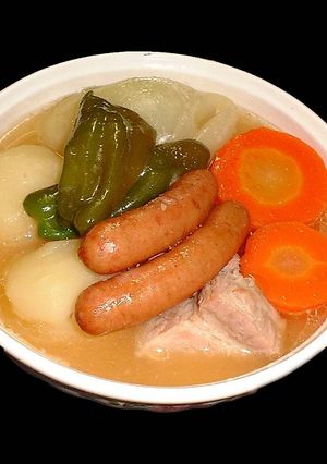 柔らか豚バラ肉のソーセージセロリポトフ-レシピのメイン写真