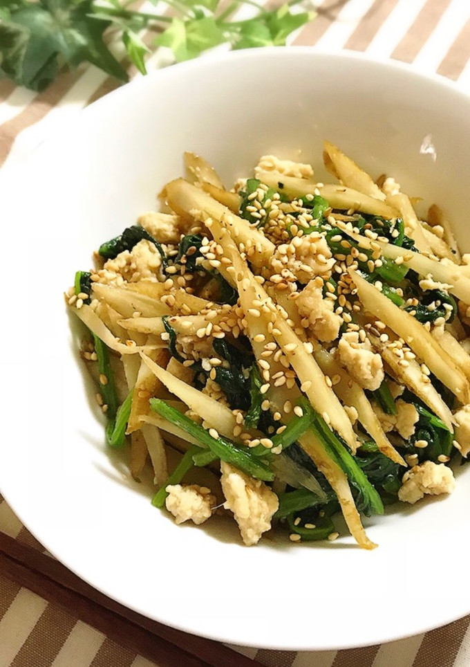 鶏ごぼうとほうれん草のやみつき炒め-レシピのメイン写真