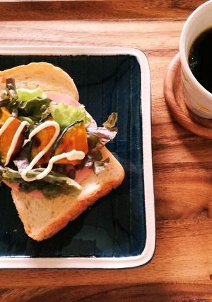 ハムと焼きカボチャのオープンサンド-レシピのメイン写真