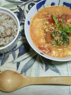 ヘルシーな豆腐と卵のトマトスープ-レシピのメイン写真