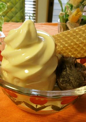 バニラアイスに練乳＆あずきでプレミアムに-レシピのメイン写真