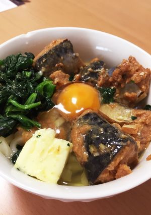 【超簡単】さばの味噌煮缶で♪うどん-レシピのメイン写真