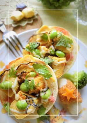 卵焼き・枝豆×梅干し・塩昆布トースト-レシピのメイン写真