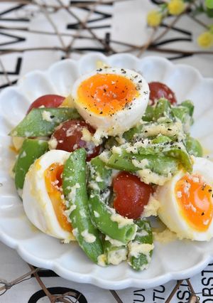 スナップえんどうと卵のチーズサラダ-レシピのメイン写真