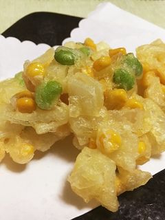 玉ねぎとコーンと枝豆の簡単かき揚げ♡-レシピのメイン写真