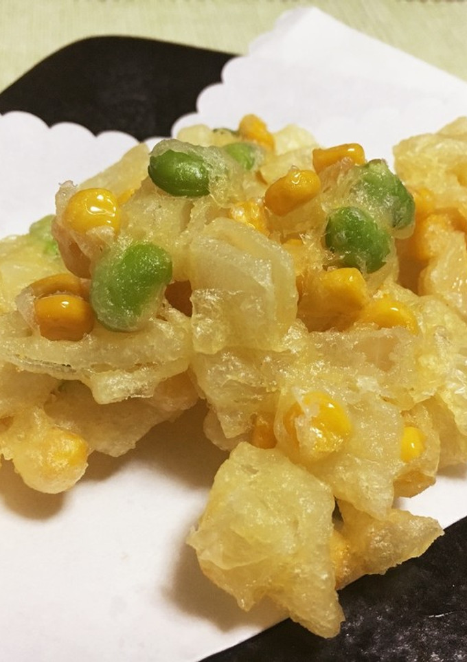 玉ねぎとコーンと枝豆の簡単かき揚げ♡-レシピのメイン写真