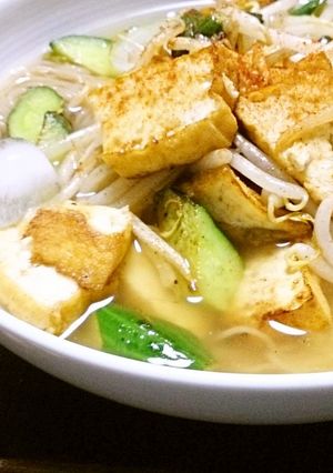 不思議食感♪きゅうりと厚揚げの冷麺-レシピのメイン写真