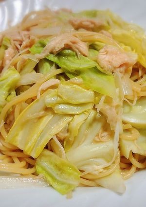 めんつゆでキャベツと鶏肉の和風パスタ-レシピのメイン写真