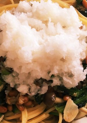 ヘルシー！小松菜納豆しらすパスタ-レシピのメイン写真