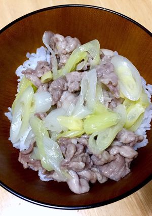 切り落とし豚肉で！レンジで簡単ネギ塩豚丼-レシピのメイン写真