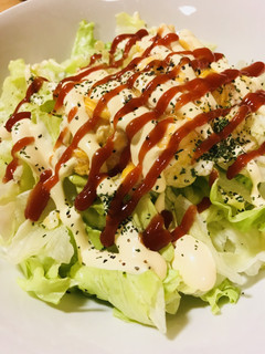 簡単☆半熟玉子焼きをのせたレタスのサラダ-レシピのメイン写真