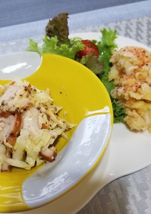 2種のサラダ☆チキン酢キャベとタラジャガ-レシピのメイン写真