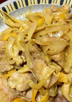 豚バラ肉・玉ねぎ・パプリカのカレー風炒め-レシピのメイン写真