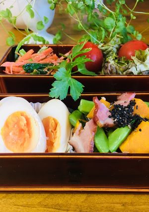 ベーコンカボチャの春慶お弁当-レシピのメイン写真