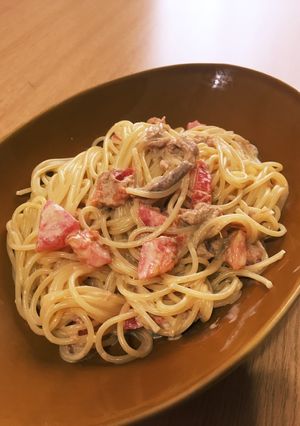 簡単！ツナとトマトのカレー風味パスタ-レシピのメイン写真