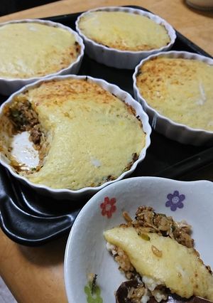 小松菜の肉みそドリア風（長芋ソースかけ）-レシピのメイン写真