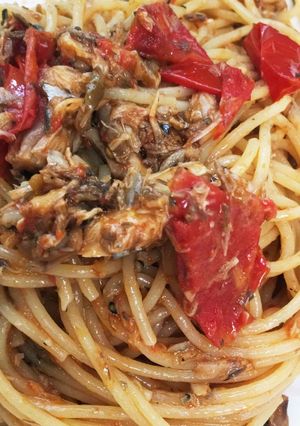鯖とトマトの簡単パスタ-レシピのメイン写真