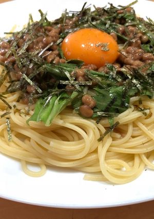納豆水菜パスタ-レシピのメイン写真