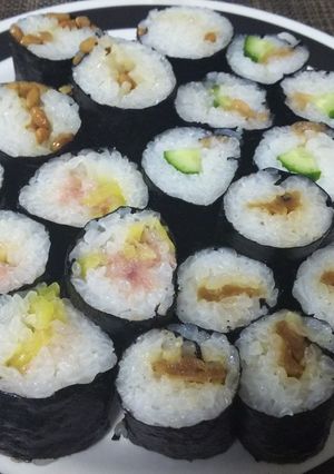 海苔巻き（干瓢・トロたく・梅胡瓜・納豆）-レシピのメイン写真