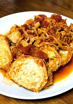 鶏ミンチのお揚げ巻〜トマトソース〜-レシピのメイン写真