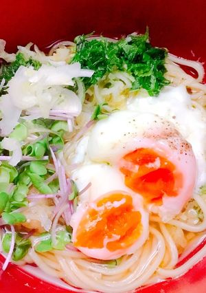 薬味たっぷり温泉卵のせにゅうめん-レシピのメイン写真