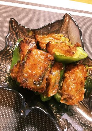 ピーマンツナ詰め♡香ばしチーズカレー風味-レシピのメイン写真