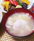 茎みょうが(みょうがたけ)の卵お味噌汁