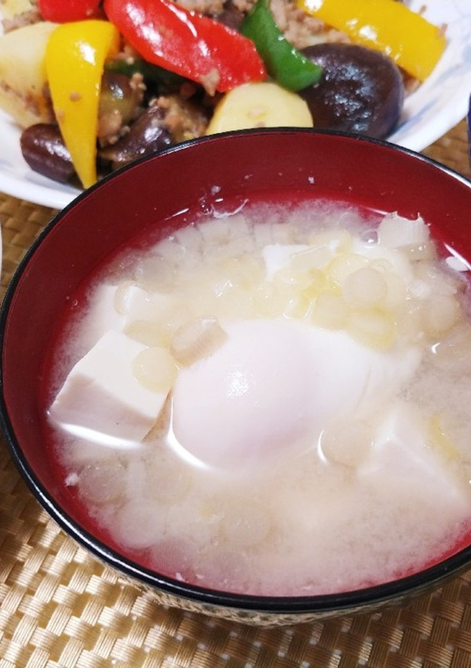 茎みょうが(みょうがたけ)の卵お味噌汁-レシピのメイン写真