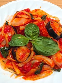 バジル香るナスのトマトソースパスタ-レシピのメイン写真