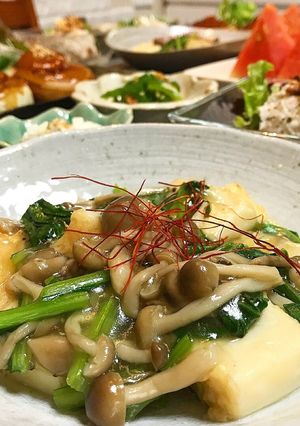 小松菜厚揚げきのこのとろみ煮-レシピのメイン写真