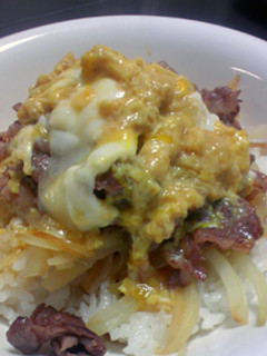 ♪お肉の食感ガッツリの焼き乗せ牛丼♪-レシピのメイン写真