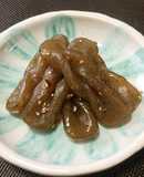 美容つまみ♪「結び蒟蒻のピリ辛炒め」