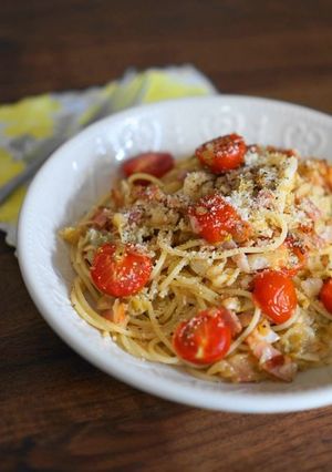 乳酸キャベツとベーコン、トマトのパスタ-レシピのメイン写真