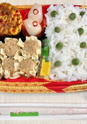 しうまい・弁当…豆ご飯・焼売・鶏肉カレー焼き-レシピのメイン写真
