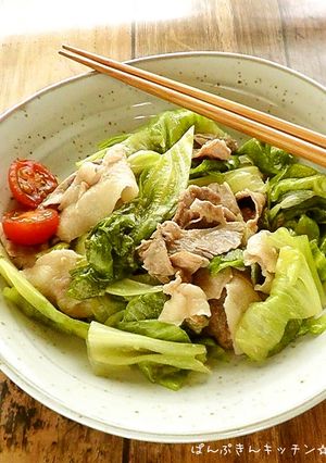 レンジ速攻♪豚とレタスのバターわさび醤油-レシピのメイン写真