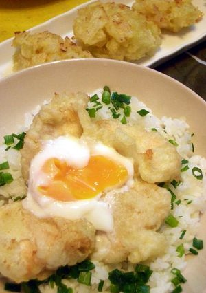 塩で食べる◇鶏天丼 温たまのっけ-レシピのメイン写真