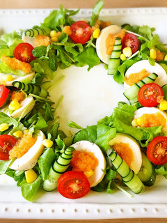鶏ハムのリースサラダ人参ドレッシング-レシピのメイン写真