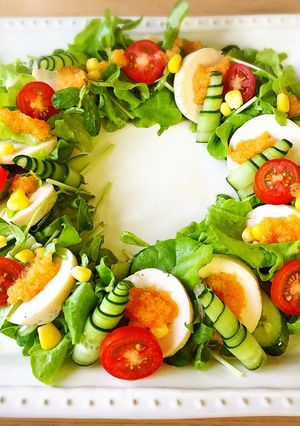 鶏ハムのリースサラダ人参ドレッシング-レシピのメイン写真