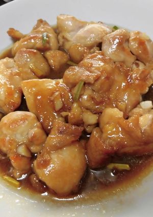 鶏ももとニンニクの芽の黒酢あんかけ-レシピのメイン写真