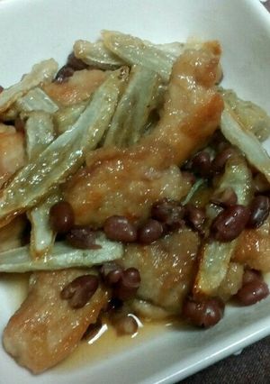 揚げ鶏ごぼうと小豆の煮浸し☆-レシピのメイン写真