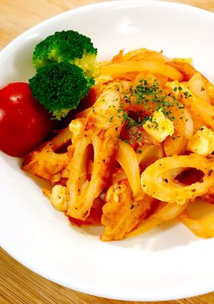 お弁当に♪玉葱竹輪のケチャップチーズ炒め-レシピのメイン写真