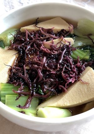 菜っ葉と高野豆腐とフノリの煮びたし-レシピのメイン写真