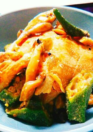 【低糖質】オクラと豚肉のみそ炒め-レシピのメイン写真