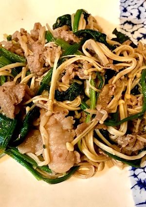 牛肉とえのきとほうれん草の炒め物-レシピのメイン写真