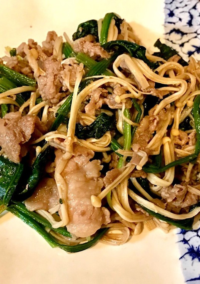 牛肉とえのきとほうれん草の炒め物-レシピのメイン写真